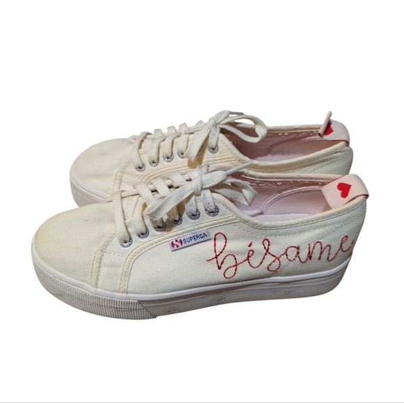 Superga x Chicas Latinas Sneakers size 8 Canvas Cotu Platform Preppy Collab - Picture 1 of 10